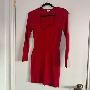 Abercrombie long sleeve corset mini sweater dress in red size medium petite
